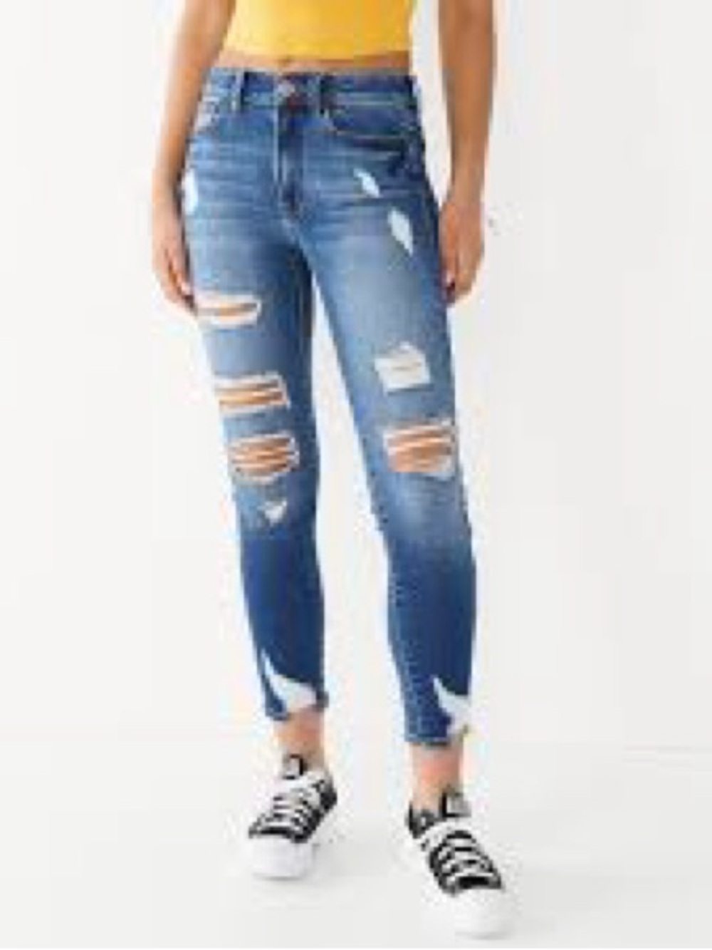 So women’s vintage vibe high rise ankle skinny distressed jeans